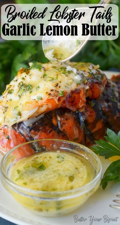 Butter For Lobster, Lobster Butter Sauce, Broiled Lobster Tail, Easy Lobster Tail Recipe, Best Lobster Tail Recipe, Baked Lobster, Garlic Lemon Butter Sauce, Broil Lobster Tail, Lobster Dishes