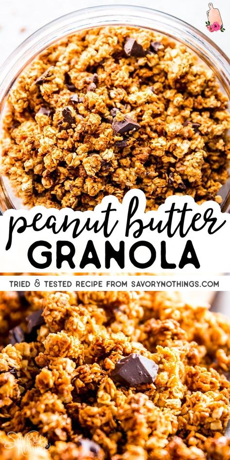 Peanut Butter Granola Recipe, Chocolate Chips Recipe, Fruit And Yogurt Parfait, Easy And Healthy Breakfast, Fruit And Yogurt, Granola Recipe Healthy, Easy Granola, Granola Recipe Homemade, Peanut Butter Granola