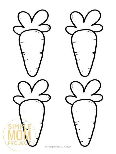 Carrot Outline Printable, Carrot Template Free Printable, Carrot Template, Easter Bunny Template, Easter Templates Printables, Easter Crafts Preschool, Bunny Templates, Easter Templates, Easter Printables Free