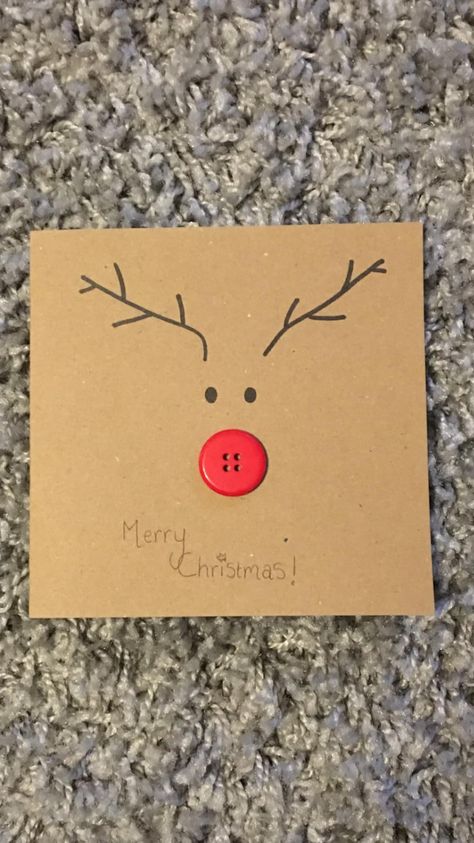 Christmas Button Art, Christmas Cards Reindeer, Make Christmas Special, Make Your Own Christmas Cards, Reindeer Cards, Christmas History, Reindeer Card, Handmade Christmas Cards, Christmas Card Art