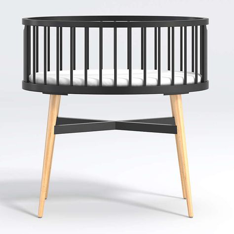 Orland Black Bedside Baby Bassinet & Pad + Reviews | Crate & Kids Black Bassinet, Modern Baby Cribs, Black Bedside, Bassinet Mattress, Baby Bassinet, Nursery Crib, Nursery Baby Room, Black Baby, Mattress Pad