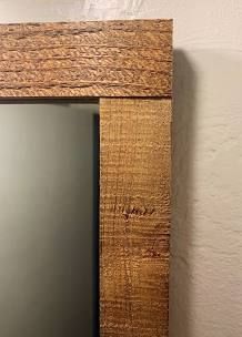 Cheap, Easy, Anyone Can DIY Mirror Frame! Building A Frame For A Mirror, Diy Wood Mirror Frame Bathroom, Making A Frame For A Mirror, Diy Rustic Mirror Frame, Reframe Mirror Diy Ideas, Mirror Framing Ideas, Mirror Trim Bathroom Diy Frame, Framing Bathroom Mirror Diy, How To Frame A Bathroom Mirror