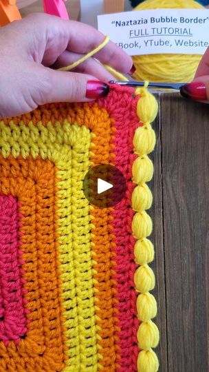 1.2M views · 12K reactions | The crochet bubble border is a neat 3D textured pattern made with puff stitches attached with a single crochet stitch to the edge of blankets, handbags, scarves, shawls, hats, and more. 🧶 #reels #crochet #knitting #bubbles #makersgonnamake #artwork #embroidery #textiledesign #yarn #wool #naztazia | Naztazia | Naztazia · Original audio Bubble Border, Blanket Bag, Knitting Art, Crochet Border Patterns, Puff Stitch, Crochet Borders, Border Pattern, Single Crochet Stitch, Crochet Edging