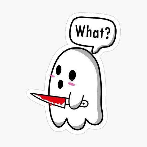 Ghost With Knife, Little Ghost Tattoo, Ghost Face Costume, Knife Halloween, Kawaii Ghost, Black Ink Art, Ghost Drawing, Funny Halloween Costume, Cute Easy Doodles