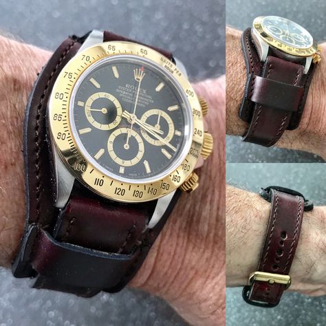 Custom Horween Chromexcel Bund for 16520 Daytona from 922Leather.com  #watchuseek #watchoftheday #strapmakers #watchesofinstagram #horology #luxury  #dailywatch #wristshot #instawatch #timepiece #womw #watchaddict #watchnerd  #watchgeek #womw #watchcollector    #watchmania   #techsew #horween #customwatchstrap #customleatherwatchstrap  #rolex #patek #IWC #audemarspiguet #omega #dufranewatches #rolexdaytona Luxury Chronograph Watch With Date Indicator, Timex Expedition Chronograph, Luxury Racing Style Chronograph Watch With Tachymeter, Antique Automatic Round Watches, Horween Chromexcel, Collectible Analog Chronograph Watch, Leather Watch Strap, Rolex Daytona, Audemars Piguet