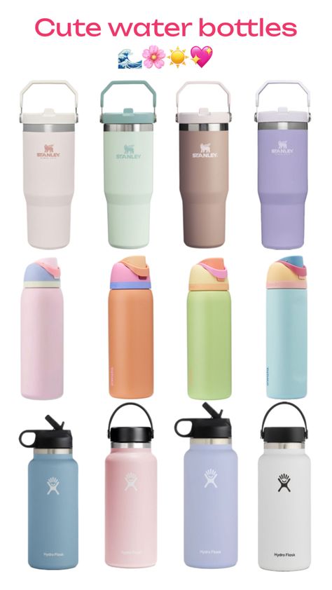 Hydroflask  Stanley Iceflow  Owala Stanley Iceflow, School Water Bottles, Cute Water Bottles, Birthday List, Cute Cups, School Essentials, Water Bottles, Back To School, Water Bottle