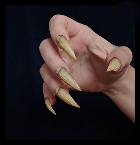 A bone-like, pointed and dirty set is an all-rounded perfect costume accessory. This set of nails will work great with so many styles of costume.  Also great for movies, music videos, cosplay and Halloween. Choose between a long stiletto and medium stiletto.  The long stiletto is shown here.  These re-usable press-on nails or glue-on nails are crafted with the highest professional quality products available and can be reused over and over To see the full collection of Press-On nails head on over Dirty Nails Design, Cat Claw Acrylic Nails, Claw Acrylic Nails, Short Claw Nails, Macbeth Costumes, Bone Nails, Nail Claws, Talon Nails, Zombie Nails