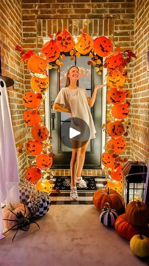 361 reactions · 17 shares | Comment “PUMPKIN ARCH” for the link to the arch stand I used to create this spooky pumpkin arch Halloween decoration. 🎃 It is only $35 on Amazon!

I love this option over the popular PVC pipe arch versions because the assembly is so much easier! You don’t have to worry about pouring cement and trying to build a sturdy and stable arch out of PVC pipe. 🎃💓

What you will need:
- 22 plastic pumpkin pails (from Walmart, they sell out fast!)
-arch stand (mine is Amazon Prime for only $35, I also use it for birthdays and other holidays)!
-zip ties
-nail drill
-wire cutters
-garland/leafy fall florals
-string lights

How to create:
-cut to remove all handles from pumpkin pails. 
-drill 2 holes in back of pumpkin pail
-string through zip tie and attach to arch
-once a Pvc Pumpkin Arch, Pumpkin Archway Garden, Pumpkin And Skull Arch, Plastic Pumpkins Bucket Arch, Pumpkin Archway Diy, Pumpkin Pail, Plastic Pumpkins, Spooky Pumpkin, Pvc Pipe