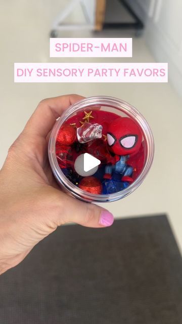 Mallory Lee | Stylish Mom | Dallas, TX on Instagram: "Comment “favor” to get these amazon diy favor supplies sent to your DM’s! 🕷️   ❤️ Can’t get over how great these DIY sensory bin favors turned out & the kids loved them even more! I promise, anyone can do this! (please know there are small pieces in this so it should be a monitored activity with an adult)   . 🛍️ Shop these diy supplies by commenting the word “favor” or find them on my amazon storefront under “Rhône’s Spidey Party” folder!  . . . . . .  #partykids #kidsparty #partyfavors #partyfavor #partyfavorsforkids #partyfavorsideas #diyparty #diypartyideas #spidermanparty #spideyparty #superheroparties" Superhero Party Favor Ideas, Spiderman Goodie Bags Diy, Spidey And Friends Party Favors, Spidey And His Amazing Friends Crafts, Spiderman Party Favors Diy, Ghost Spider Birthday Party Favors, Spiderman Sensory Bin, Spidey And Friends Birthday Party Games, Spiderman Party Favor Ideas