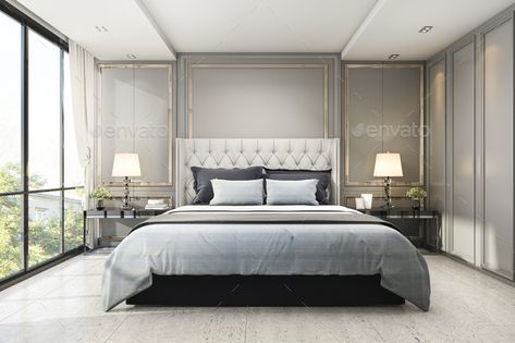 3d rendering modern luxury classic bedroom with marble decor by dit26978. 3d rendering interior and exterior design #Sponsored #classic, #bedroom, #luxury, #rendering Living Room Background, Marble Decor, Inspire Me Home Decor, Classic Bedroom, Wall Stickers Living Room, Headboard Designs, Headboard Storage, Decoration Inspiration, Living Room Tv