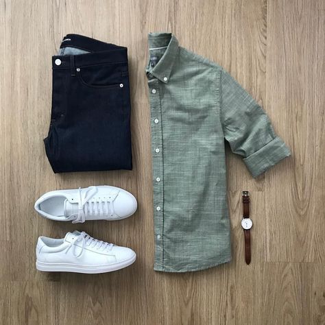 Men's outfit Mens Outfits Dressy, Outfit Grid Men, Herren Style, Men Fashion Casual Shirts, Mens Casual Dress Outfits, Men Stylish Dress, Mens Fashion Inspiration, Outfit Grid, Smart Casual Outfit