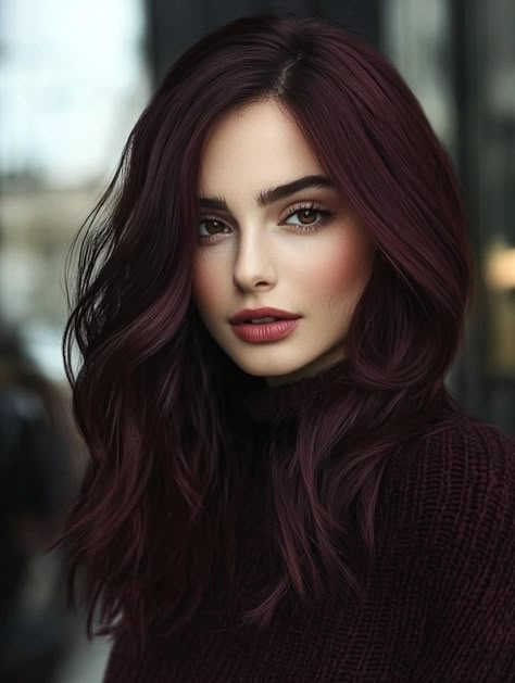 Dark Fall Hair Colors: Embrace Rich and Warm Autumn Tones Dark Hair Fair Skin Makeup, Deep Cool Brown Hair, Hair Color For Professional Women, Mahagoni Hair Color Brown, Cherry Chestnut Hair, Fall Hair Color For Brunettes With Red, Dark Cranberry Hair, Auburn Dimensional Hair, Black Hair Color Palette