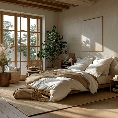 33+ Organic Modern Interior Design Inspirations for the Eco-conscious Homeowner • 333+ Images • [ArtFacade] Modern Contemporary Apartment Decor, Organic Modern Hotel Room, Modern Organic Bed, Scandinavian Style Bedroom Inspiration, Organic Modern Bed Room, Organic Modern King Bed, Earthy Hotel Room, Organic Modern Apartment, Organic Luxury