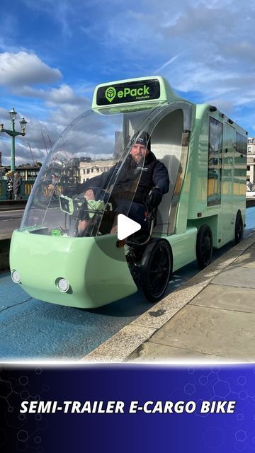 Startup Selfie on Instagram: "This electric cargo bike, styled like a truck semi-trailer, offers four cubic meters of volume, 350 kg of payload with 60 to 100 kilometers of pedal assistance.  #CityShuttle #Semitrailer #eCargoBike #CargoeBike #innovation #startupselfievideos #startupselfie" Bike Cargo Trailer, Electric Cargo Bike, Electric Motorbike, Mobility Scooters, Cargo Trailers, Semi Trailer, Cargo Bike, Mobility Scooter, A Truck