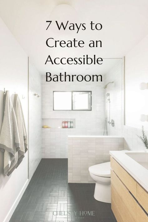 Modern Ada Bathroom Design, Small Disabled Bathroom Ideas, Small Wheelchair Accessible Bathroom, Accessible Bathroom Design Layout, Modern Wheelchair Accessible Bathroom, Elder Friendly Bathroom, Disabled Friendly Home, Elderly Friendly Bathroom, Special Needs Bathroom