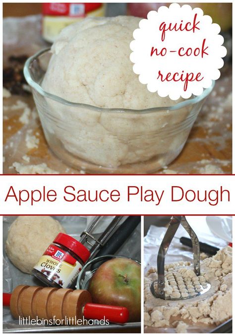 Apple Sauce No Cook Play Dough Simple Coconut Flour Recipe September is make your own no cook play dough! Read about 12 Months of Sensory Dough Play by Lemon Lime Adventures  I signed on to the 12 months of sensory dough play as a sort of therapy for my son who has a sensory processing disorder diagnosis....Read More » Play Dough Recipe, Sensory Dough, Apple Preschool, Apple Unit, Apple Activities, No Cook, Playdough Recipe, Apple Theme, Apple Sauce