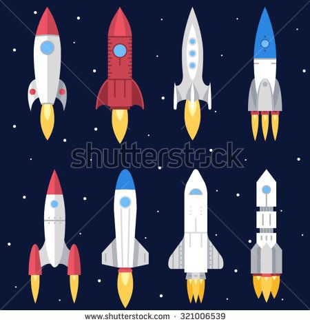 Space Rocket Start Up and Launch Symbol New Businesses Innovation Development Flat Design Icons Set Template Vector Illustration - stock vector Rocket Design, Retro Rocket, Flat Design Icons, Different Kinds Of Art, Space Illustration, Colorful Space, Space Rocket, Color Vector, Elementary Art