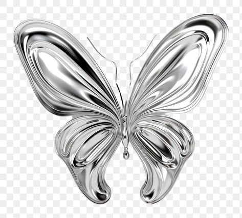 Chrome Png, Chrome Butterfly, Butterfly Png, Graphic Design Images, Flower Icons, Mac Wallpaper, Emoji Stickers, 3d Butterfly, Sticker Template