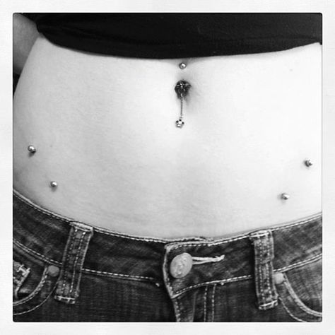 Surface hip piercings and belly rings done in our shop. Hip Percinings, Hip Bone Piercing, Weird Piercings, Hip Piercings, Hip Piercing, Surface Piercing, Piercing Inspo, Cool Piercings, Oc Inspo