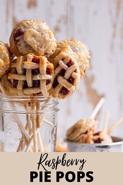 Pie pops are a tender, delicous and fun tiny pies baked ontop of a lollipop sticks and are the pefect way to enjoy pie during picnic season.|#PIE #PIEPOPS#MINIPIE #PIECRUST #RASPBERRYPIE #RASPBERRYFILLINg #PIEPHOTOGRAPHY #PIERECIPE #PIEPOPSRECIPE| Lattice Pastry, Tiny Pies, Pie Pops, Raspberry Pie, Raspberry Filling, Lollipop Sticks, Scrumptious Desserts, Mini Pies, Hand Pies