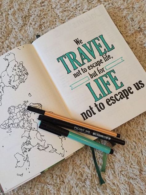 dm for credit Journal D'inspiration, Diario Bullet, Hand Lettering For Beginners, Travel Journal Scrapbook, Bullet Journal Quotes, Journal Travel, Journey Quotes, Diary Ideas, Bullet Journal Writing