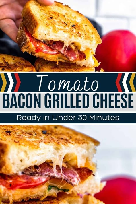 Grilled Cheese Recipes Bacon, Bacon Melt Sandwich, Stuffed Grilled Cheese, Grilled Cheese With Bacon And Tomato, Grilled Cheese Tomato Sandwich, Grilled Cheese And Tomato Sandwich, Lunch Special Ideas Restaurant, Blt Grilled Cheese Sandwich, Pizza Melts