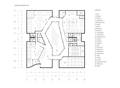 Image 14 of 16 from gallery of UN.IT / M3 Architects. Floor Plan 02 Kindergarten Architecture, School Floor Plan, Museum Flooring, Museum Plan, Galleries Architecture, Office Floor Plan, مركز ثقافي, Architecture Portfolio Design, Plans Architecture