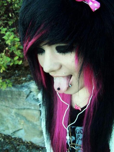 Pink And Black Hair, Pink And Black, Black Hair, Tumblr, Hair, Pink, Black