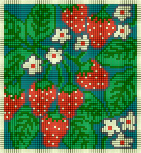 Crochet Grid Patterns Strawberry, Orange Crochet Tapestry, Crochet Pixel Blanket Pattern, Strawberry Tapestry Crochet Pattern, Free Crochet Patterns Tapestry, Easy Beginner Cross Stitch Patterns, Grid Flower Pattern, Crochet Art Tapestry, Skeleton Grid Pattern