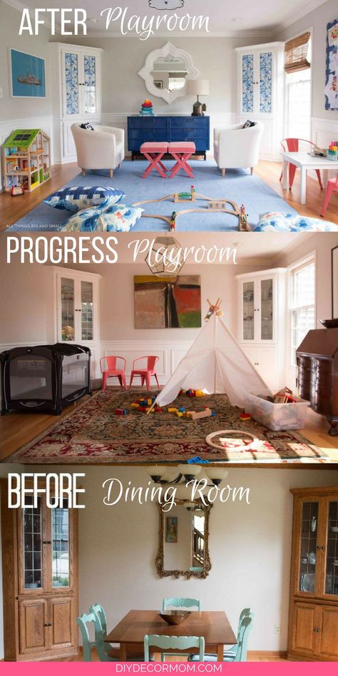 Dining Room Playroom Conversion, Playroom Dining Room Combo, Formal Dining Room Ideas Alternative, Dining Room Into Playroom, Dining Room Alternative Use Ideas, Dining Room To Playroom, Dining Room Turned Playroom, Ideas For Playroom, Converted Dining Room