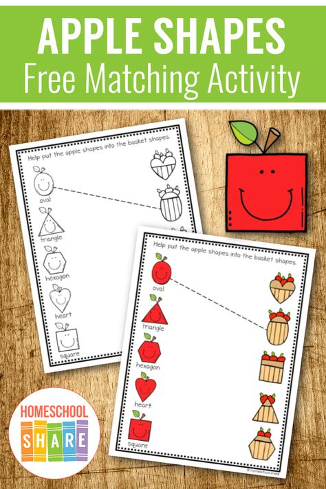 Fall Fine Motor Activities, Two Years Old Activities, Play Ideas For Toddlers, Preschool Apple Activities, Shapes Matching, Matching Shapes, Apple Back To School, Shape Activities Preschool, Apple Preschool