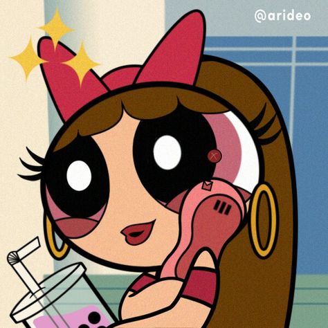 Blossom Powerpuff Profile Picture, Cute Pfp Powerpuff, Brunette Pfps, Baddie Bubbles Powerpuff, Baddie Blossom Powerpuff, Y2k Widgets, Trippy Powerpuff Painting, Blossom Powerpuff, Cute Brunette