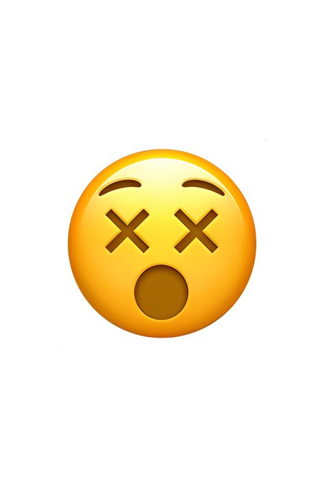 The 😵 Dizzy Face emoji depicts a yellow face with its eyes closed and a spiral pattern on its forehead, indicating dizziness. The mouth is open and the tongue is sticking out to one side, suggesting a feeling of disorientation or confusion. The eyebrows are furrowed, indicating discomfort or distress. Overall, the emoji conveys a sense of being overwhelmed or dizzy. Dizzy Emoji, Astonished Face, Spiral Eyes, Apple Emojis, Emoji Stickers Iphone, Ios Emoji, Icon Emoji, Emoji Wallpaper Iphone, Face Emoji