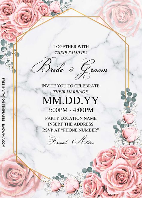 Download Free Dusty Rose Wedding Invitation Templates For Word #free #freeinvitation2019 #birthday #disney #invitations #invitationtemplates Old Rose Invitation Template, Old Rose Wedding Motif, Old Rose Wedding Invitation, Old Rose Wedding, Create Invitation Card, Floral Themed Wedding, 50th Anniversary Invitations, Invitation Layout, Pink Roses Wedding