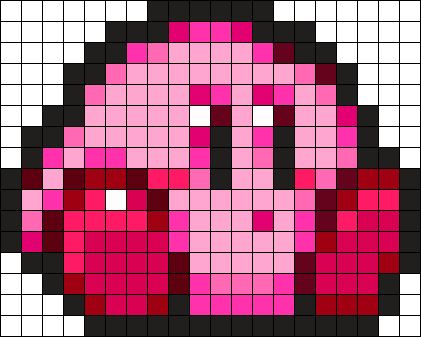 Kandi Pixel Art, Kirby Kandi Pattern, Kirby Pixel Art 32x32, Kirby Pixel Art Grid, Perler Kirby, Kirby Perler Bead Patterns, Kirby Kandi, Pixel Kirby, Pixel Art Kirby