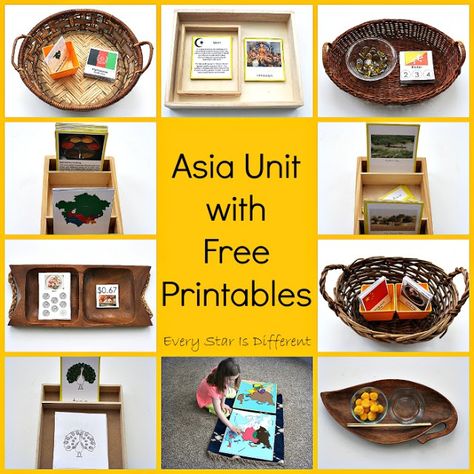 Montessori-inspired Asia learning activities and free printables for kids. Asia Homeschool Unit, Free Printables For Kids, Around The World Theme, Montessori Geography, Asia Continent, Geography For Kids, Geography Activities, Montessori Elementary, Montessori Lessons