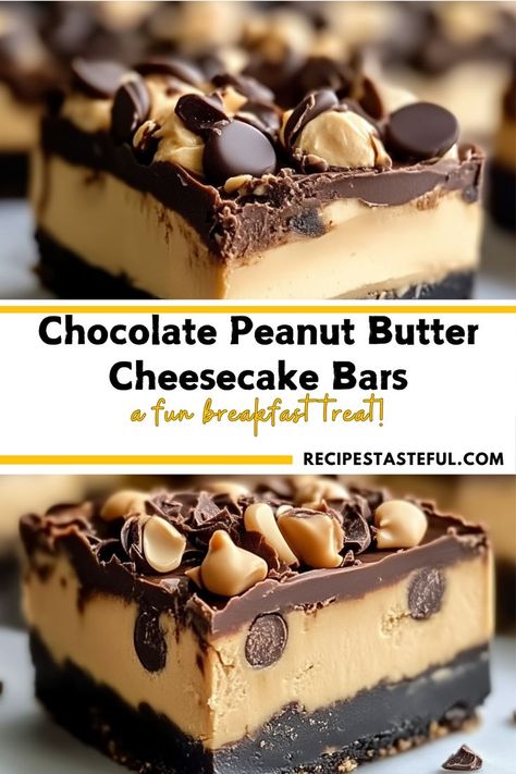 Indulge in these rich and creamy Chocolate Peanut Butter Cheesecake Bars, featuring a decadent Oreo crust, a smooth peanut butter cheesecake layer, a crunchy peanut caramel topping, and a luscious chocolate finish. Perfect for satisfying your sweet tooth! Peanut Butter Oreo Cheesecake Bars, Peanut Butter Brownie Cheesecake, Chocolate Peanut Butter Cheesecake Bars, Peanut Butter Oreo Cheesecake, Peanut Butter Oreo Dessert, Peanut Butter Crust, Peanut Butter Cheesecake Bars, Oreo Cheesecake Bars, Peanut Caramel