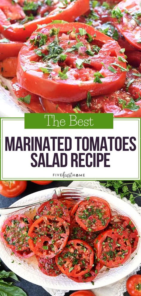 Pastas Salads, Tomatoes Salad, Zesty Salad, Tomato Dishes, Fitness Meals, Mediterranean Meals, Fresh Tomato Recipes, Marinated Tomatoes, Tomato Salad Recipes