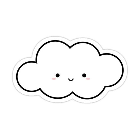 Kaws Painting, Cloud Sticker, Minimalist Tattoo Small, Smiley Happy, Cute Cloud, Sticker Design Inspiration, Bullet Journal Cover Ideas, Cloud Stickers, Black And White Stickers