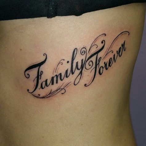 Family forever tattoo Family Words Tattoo, Family Tattoo Ideas For Women Small, Forever Family Tattoo, Family Is Forever Tattoo, Family Forever Tattoo, Over Everything Tattoo, Family Over Everything Tattoo, Tattoos In Other Languages, Practice Tattoos