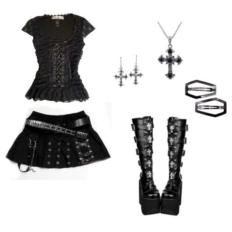 Gothic Emo Outfits, Alt Clothes Png, Goth Outfits Png, Goth Clothes Png, New Rock Outfit, Goticas Aesthetic, Gothic Grunge Outfits, Goth Png, Ropa Dark