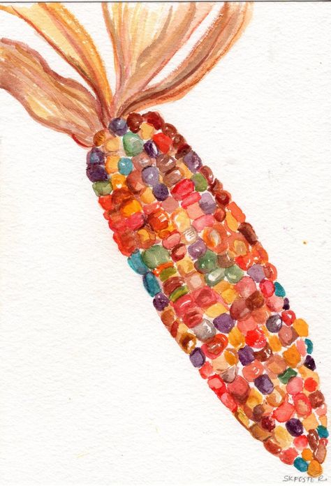 Fall Art Projects, Indian Corn, Fall Wall Decor, Fall Watercolor, Watercolor Art Lessons, Contemporary Abstract Art, Art Kitchen, Autumn Painting, Freelance Artist