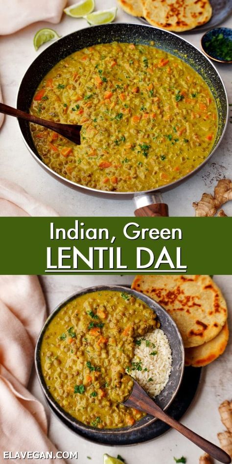 Spinach And Lentil Dahl, Yellow Lentil Dahl Recipe, Lentils Indian Recipes, Dal Lentil Recipe, Dahl Recipe Easy, Lentils Rice Recipe, Indian Lentils Dal, Recipes With Green Lentils, French Lentil Recipes