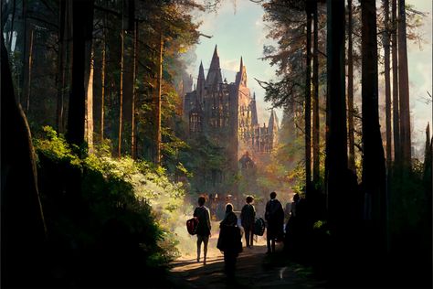 Students Entering Hogwarts Painting Illustration Wall Art Printable #etsy #illustration #hogwarts Hogwarts Legacy Artwork, Hogwarts Life Aesthetic, Hogwarts Concept Art, Harry Potter Film Poster, Hogwarts Student Art, Hogwarts Asthetics, Hogwarts Student Aesthetic, Hogwarts Landscape, Hogwarts Illustration