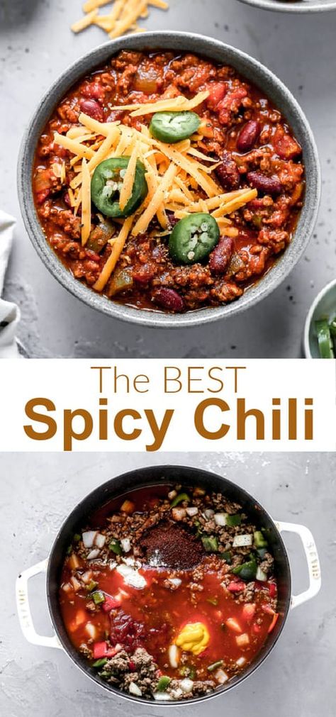 Spicy Chili Recipe No Beans, No Bean Spicy Chili, Spicy Veggie Chili, Chili Recipe Jalapeno, Cozy Cook Chili, Spicy Chili No Beans, Best Spicy Chili Recipe Award Winning, Spicy Texas Chili Recipe, Spicy Chili Beans Recipe