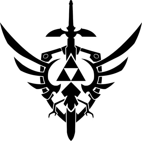 Zelda. Trifuerza, master sword y escudo. Alto tattoo. Triforce Design, Zelda Logo, Tato Naga, Zelda Tattoo, Zelda Skyward, Link Zelda, Room Decals, Zelda Art, Legend Of Zelda Breath