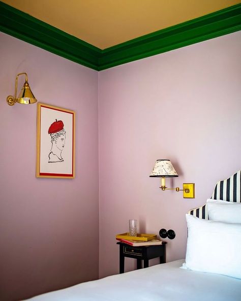 Luke Edward Hall, Parisian Hotel, Edward Hall, Design Hall, Ad Magazine, Dark Furniture, Colored Ceiling, Hall Design, Pink Room