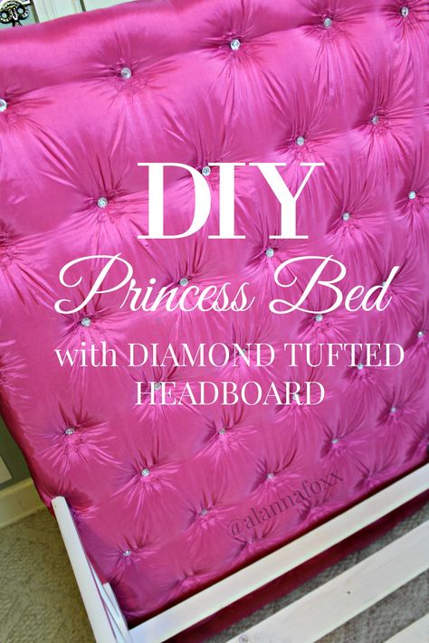 DIY Tufted Diamond Headboard Perfect Princess Bed for My Toddler! Diy Princess Room Ideas, Diy Princess Headboard, Princess Beds For Kids, Diy Princess Bed, Diy Princess Room, Princess Headboard, Princess Throne, Diy Toddler Bed, Girls Room Diy