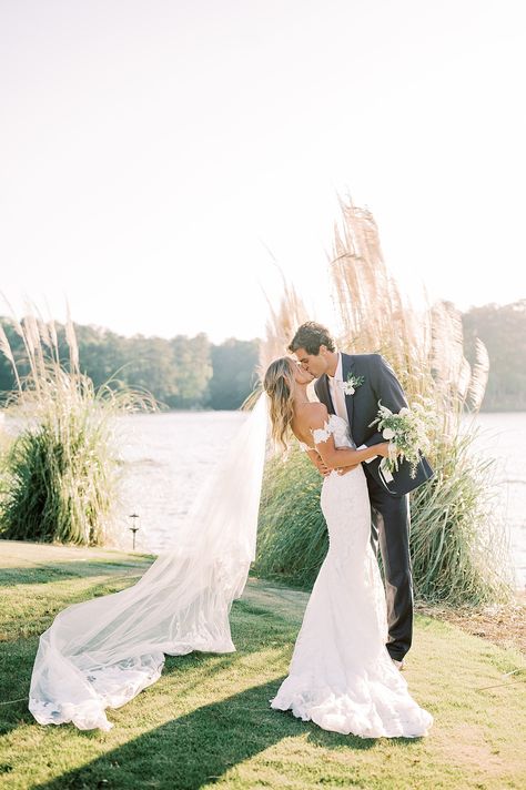 Anne and Luke 💍 Where dreams meet reality, and love reflects the serene beauty of this lakeside wedding. ✨  More of this stunning affair on the blog at the link in our bio!   Photographer: @hannahbmiller__  #wedding #bride #love #weddingphotography #weddingdress #weddingday #weddinginspiration #photography #fashion #luxurywedding #instagram #makeupartist #photooftheday #weddingdecor #beautiful #lakewedding #thewhitewren Tybee Island Wedding Chapel, Wedding Portrait Poses, Wedding Picture Poses, Cruise Wedding, Lakeside Wedding, Wedding Photos Poses, Lake Wedding, Bridal Photography, Chapel Wedding