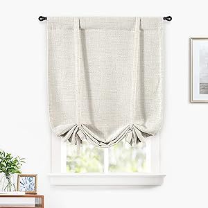 Roman Shades Bathroom, Basic Room, Tie Up Curtains, Tie Up Shades, Balloon Shades, Small Window Curtains, Linen Layers, Small Window, Short Curtains